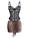 Front: 1980s Leopard Lace Bodysuit with Apron Lingerie Set, elegant vintage style, perfect for vintage fashion lovers