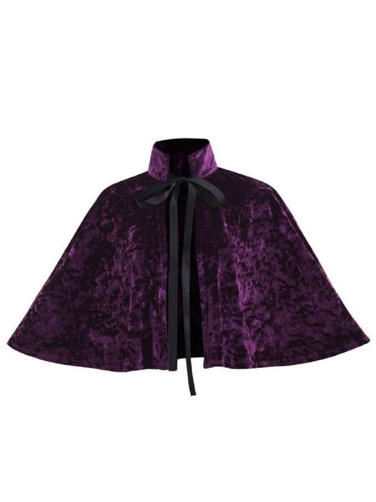 Cape d'Halloween médiévale en velours à lacets des années 1930