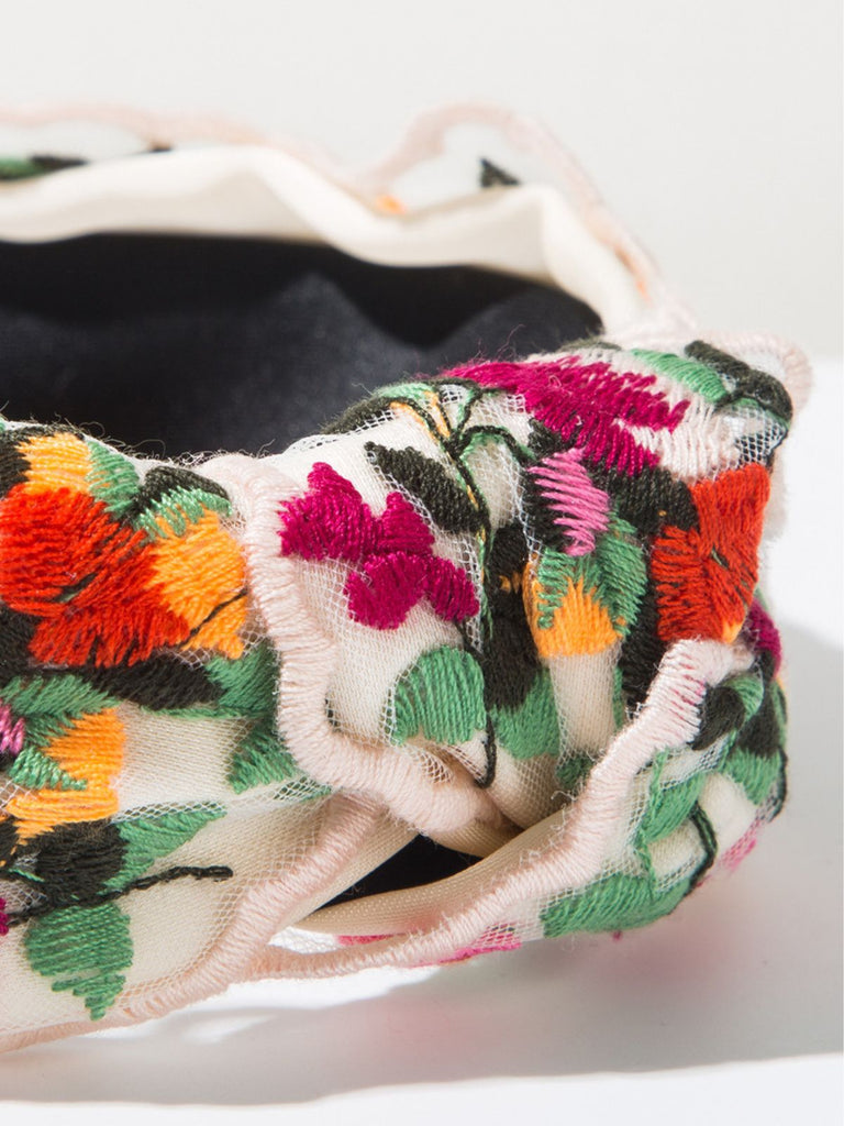 Bandeau floral brodé style bohème rétro