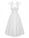 Robe blanche à lacets et boutons 1940s