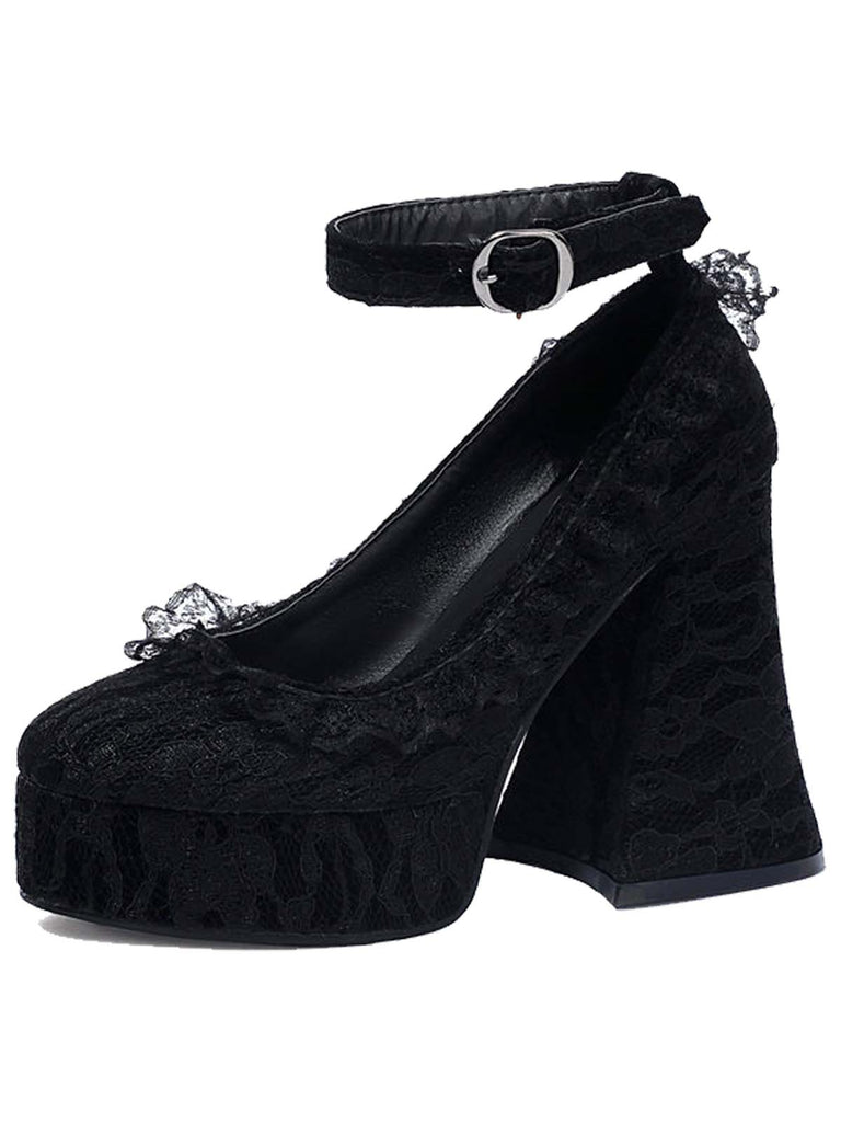 Talons épais punk en dentelle fleur d'Halloween
