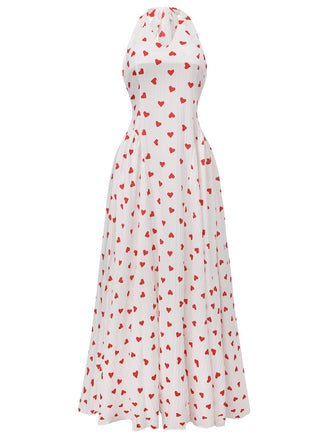 Robe rouge col en V dos nu et bretelles licou années 1930