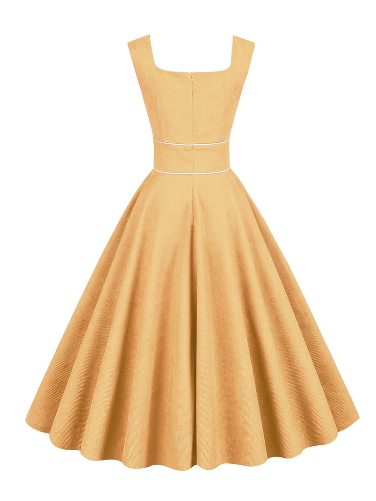 Robe Vintage Solide en Velours Côtelé des Années 1950 Cocktail Pin-up 10