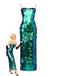 Robe de soirée verte sequins et fines bretelles style années 1920