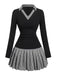 Robe à col en V rayée et plissée effet deux-en-un années 1960
