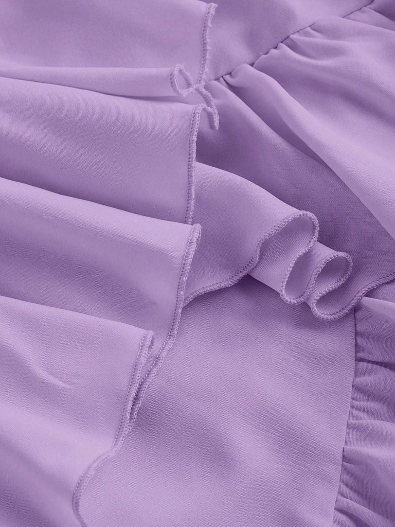 [Prévente] Robe à bretelles froncées et ourlet à volants années 1950