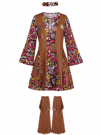 3PCS Ensemble hippie à franges vintage 1970s