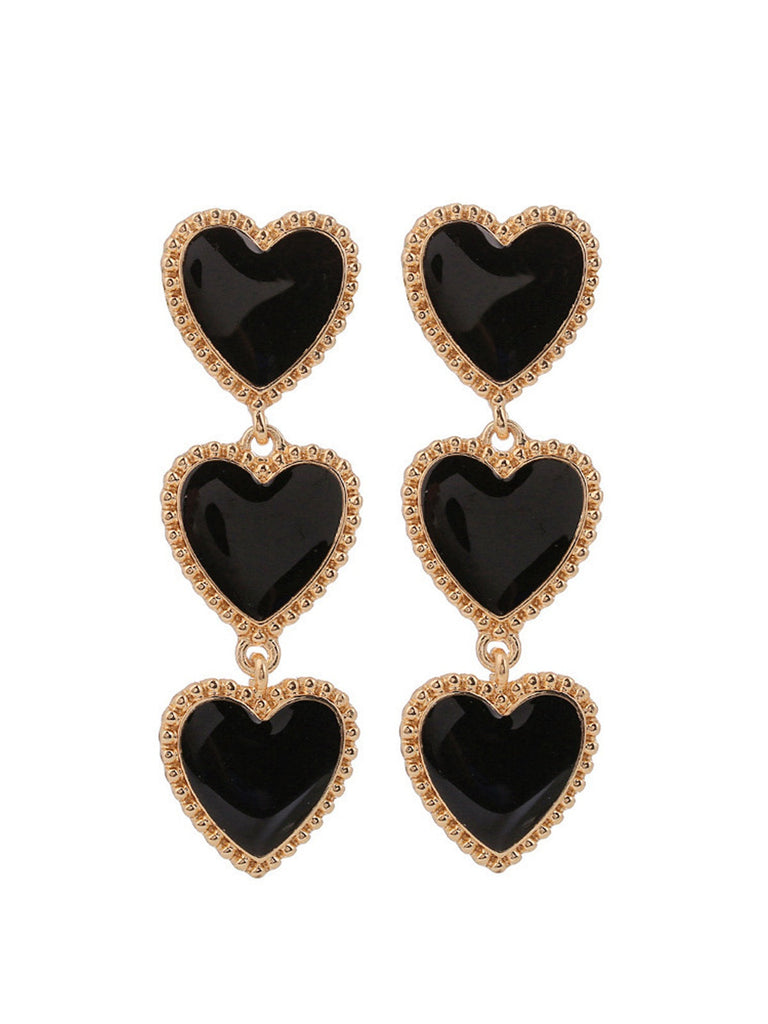 Boucles d'oreilles pendantes triple cœur pour la Saint-Valentin