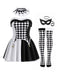 Robe corset noire et blanche de déguisement arlequin Années 1980 - 1