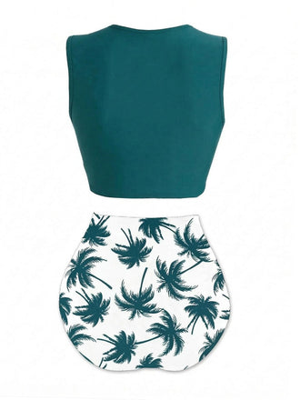 [Prévente] Vert Punk Ceinture à Nouer Squelette Plage Imprimé Ensemble Bikini Années 1980 2