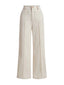 Pantalon plissé beige uni taille haute avec poches années 1950