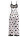 Ensemble de pyjama en velours blanc imprimé nœud des années 40