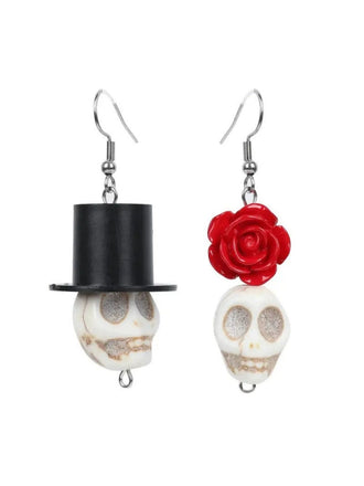 Boucles d'oreilles vintage crâne rose Halloween