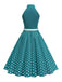 Robe Ceinturée Nœud Papillon Col Pois Années 1950
