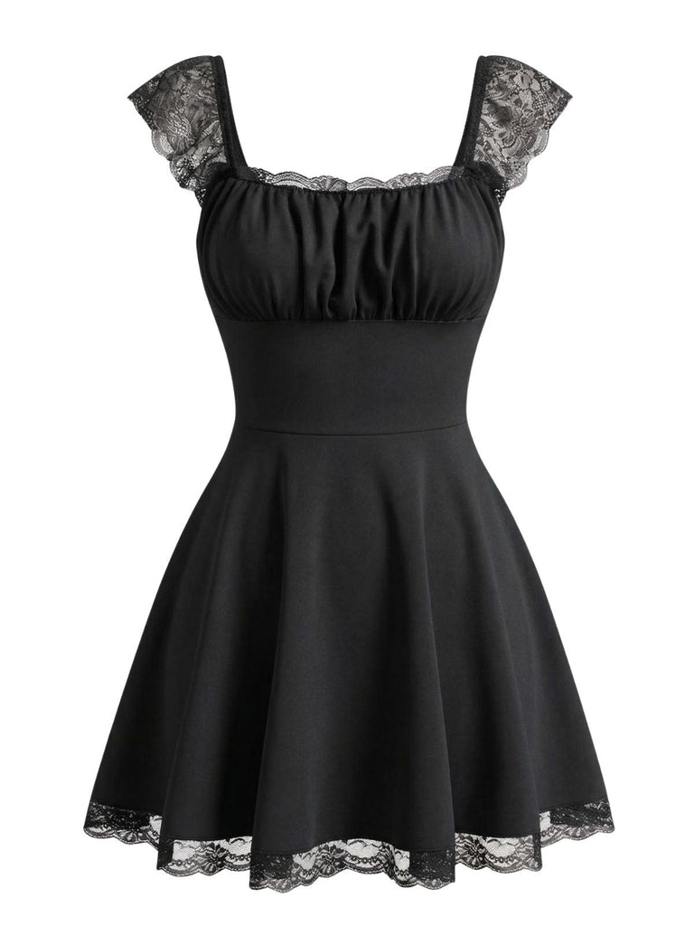 Dentelle Col Carré Dos Nu Robe Française Années 1960 6
