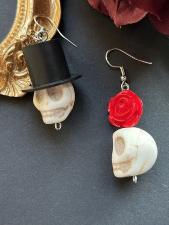 Boucles d'oreilles vintage crâne rose Halloween