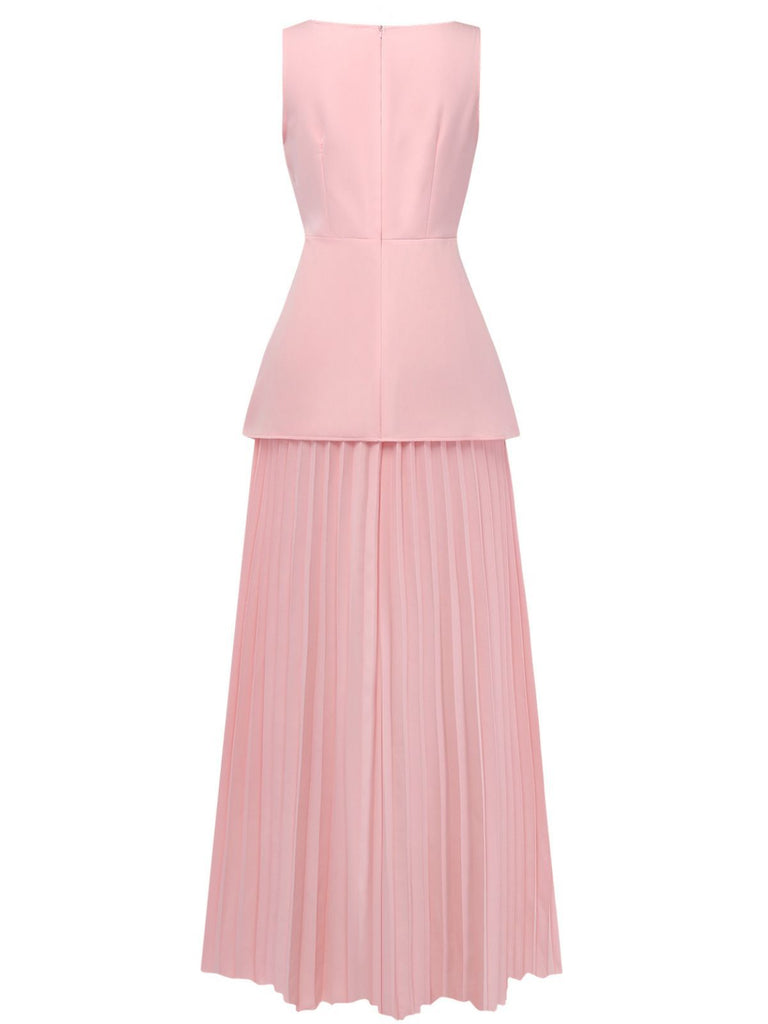 2PCS Ensemble Haut Tricoté et Jupe Maxi Plissée Années 1930