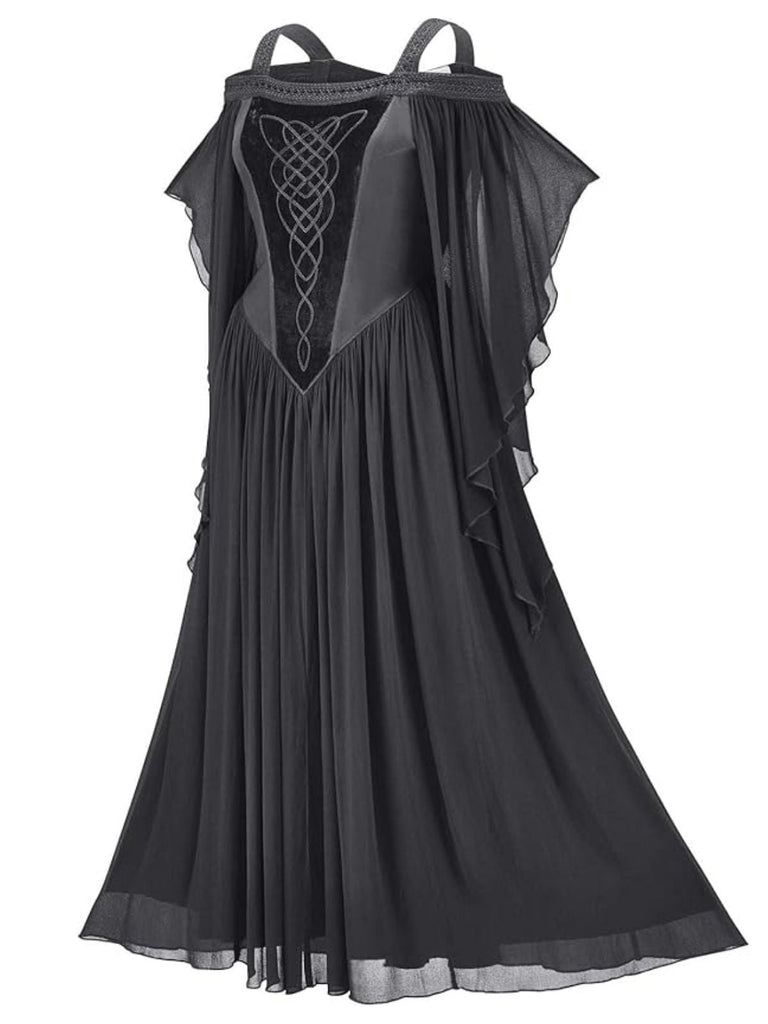 Robe à épaules dénudées en velours uni années 1950