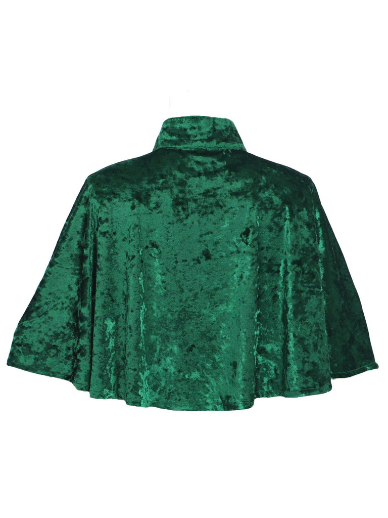 Cape d'Halloween médiévale en velours à lacets des années 1930
