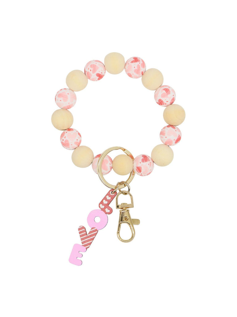 Bracelet porte-clés en perles avec cœur et amour pour la Saint-Valentin