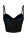 Haut corset patchwork en dentelle punk bleu foncé des années 1980