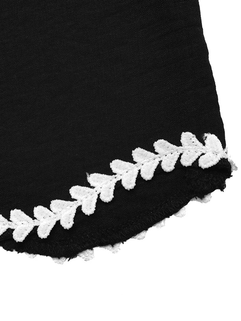 Ensemble 2 Pièces Gilet Sans Manches Crochet et Short Noir Années 50