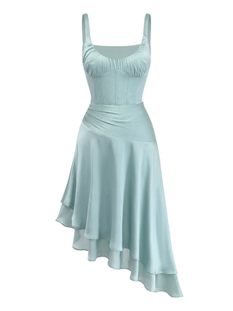 2PCS-Green-1960s-Ripple-Fishbone-Top-_-Asymmetrical-Skirt-Front-View