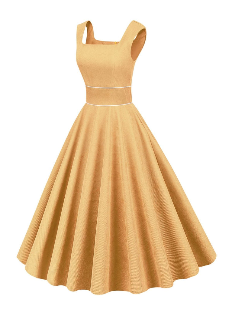Robe Vintage Solide en Velours Côtelé des Années 1950 Cocktail Pin-up 11