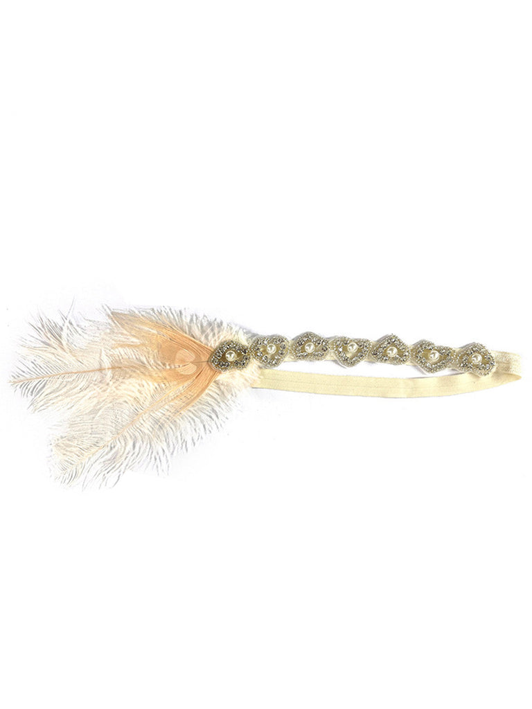 Accessoire pour cheveux en alliage de nacre et plumes années 1920