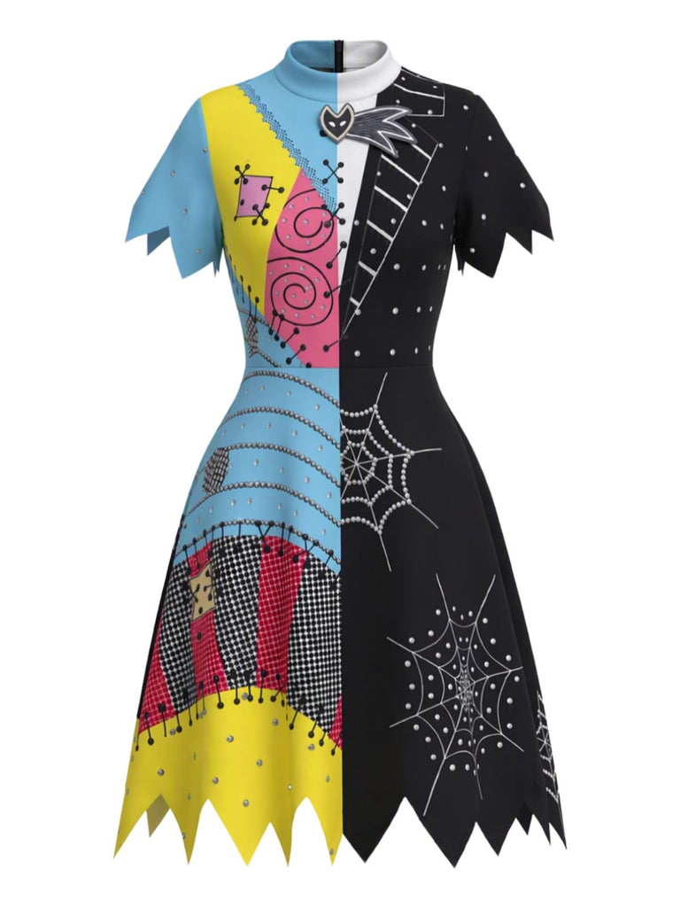 [Prévente] Robe costume Sally à patchwork et toile d’araignée années 1960