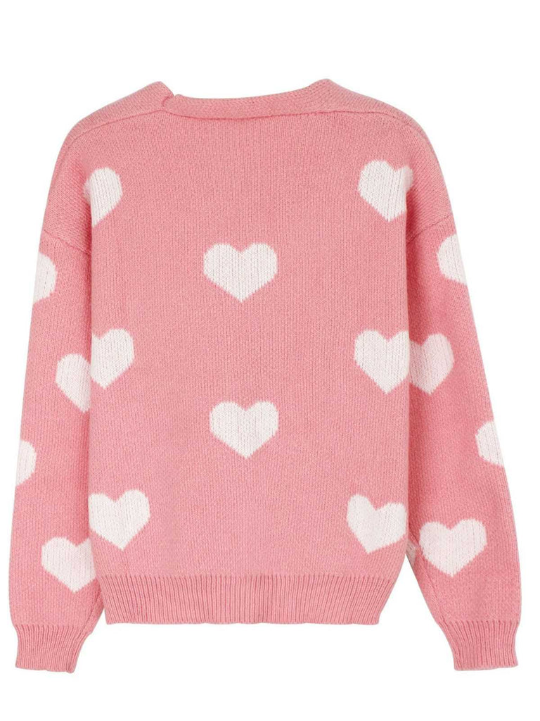 Cardigan en maille à imprimé cœur style Saint-Valentin années 1950