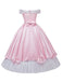 Robe rose à épaules dénudées plissée et ornée d'un nœud en satin années 50