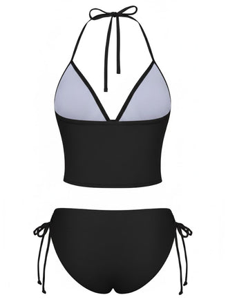 Ensemble Bikini Taille Haute Fleurs Brodées Artisanal Années 50