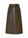 Jupe midi taille haute en cuir marron des années 1980