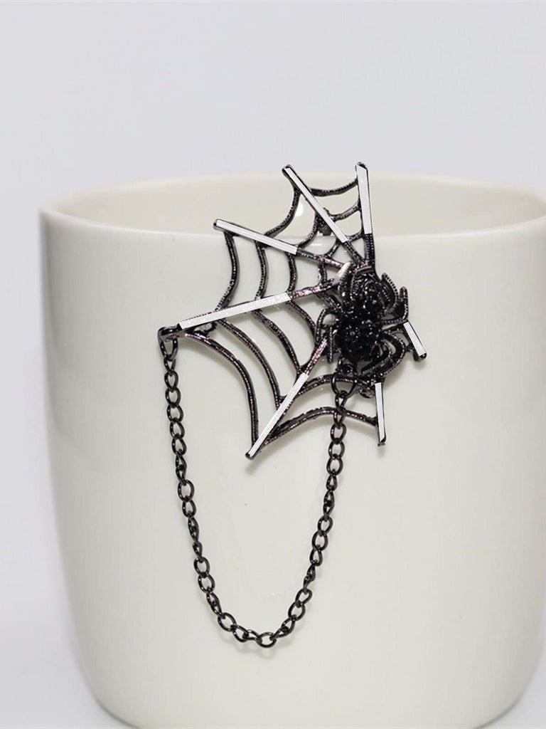 Broche gothique en toile d'araignée en diamant  Halloween