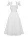 Robe blanche à lacets et boutons 1940s