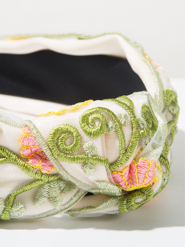 Bandeau floral brodé style bohème rétro