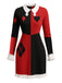 [Prévente] Robe imprimé cartes de poker géométrique rouge et noire des années 1960