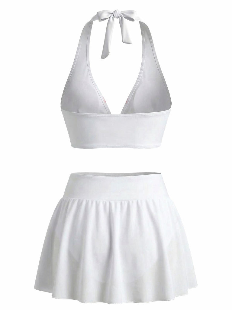 Maillot de bain filet wrap fleurs lys blanc 1930s