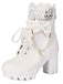 Bottes À Talons Épais Dentelle Perles Nœud Vintage