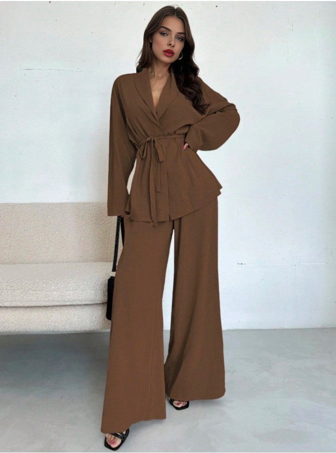 2PCS Ensemble blazer et pantalon lacets style années 1960