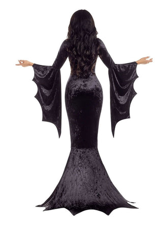 Robe sirène en velours manches chauve-souris pour Halloween des années 1930