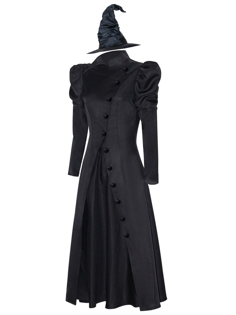 Costume de sorcière noire WICKED Elphaba des années 1940 avec chapeau