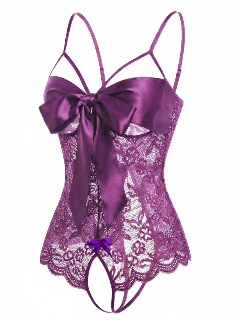[Prévente] Lingerie en dentelle et satin avec nœud années 1970