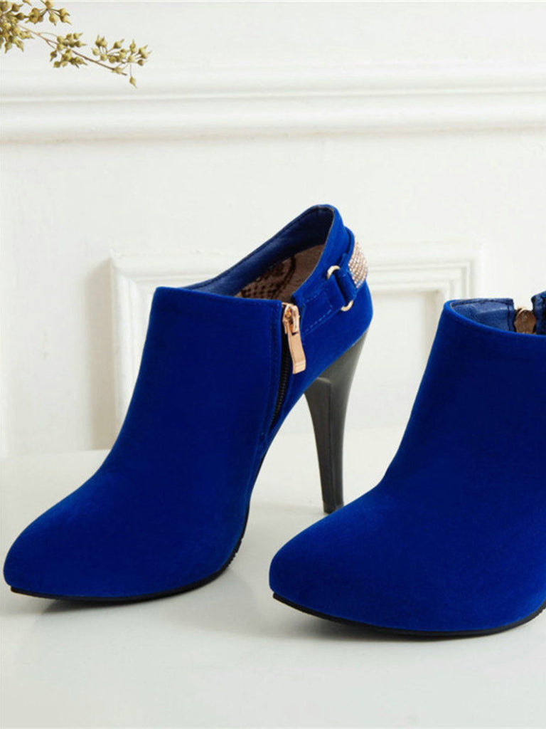 Escarpins vintage en velours uni bout pointu