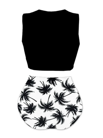 [Prévente] [Grande taille] Ensemble tankini squelette de plage avec nœud sur le devant années 1980