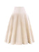 Jupe trapèze en satin beige avec nœud papillon des années 1970