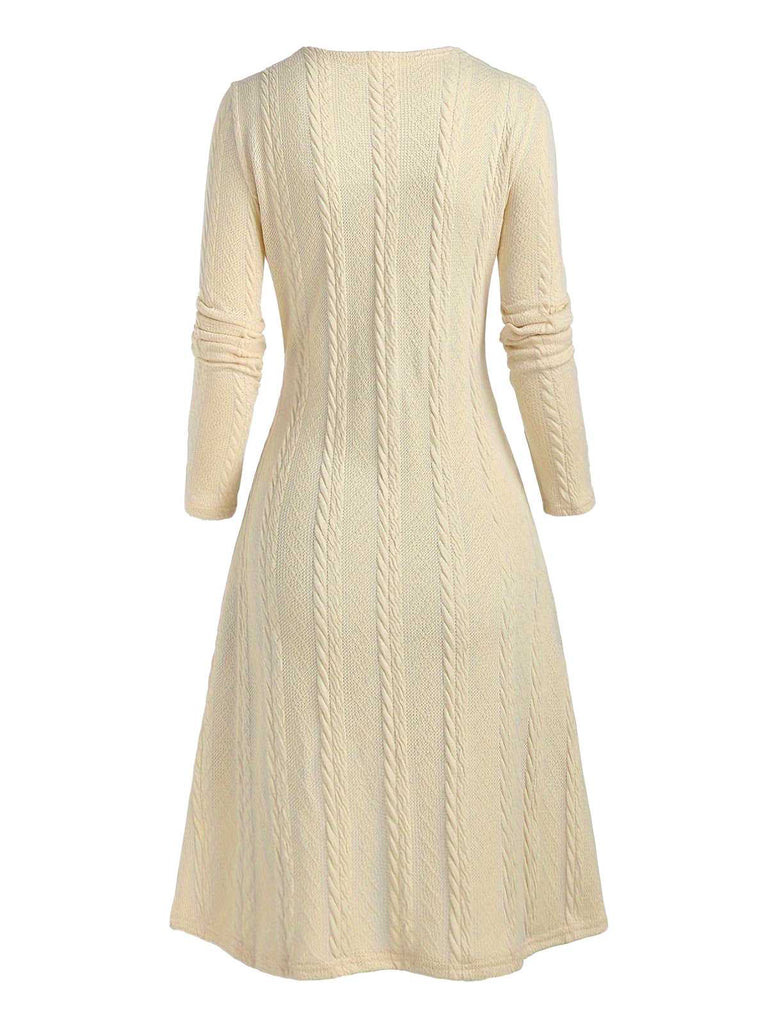 [Grande taille] Robe en maille à carreaux et nœud papillon années 40