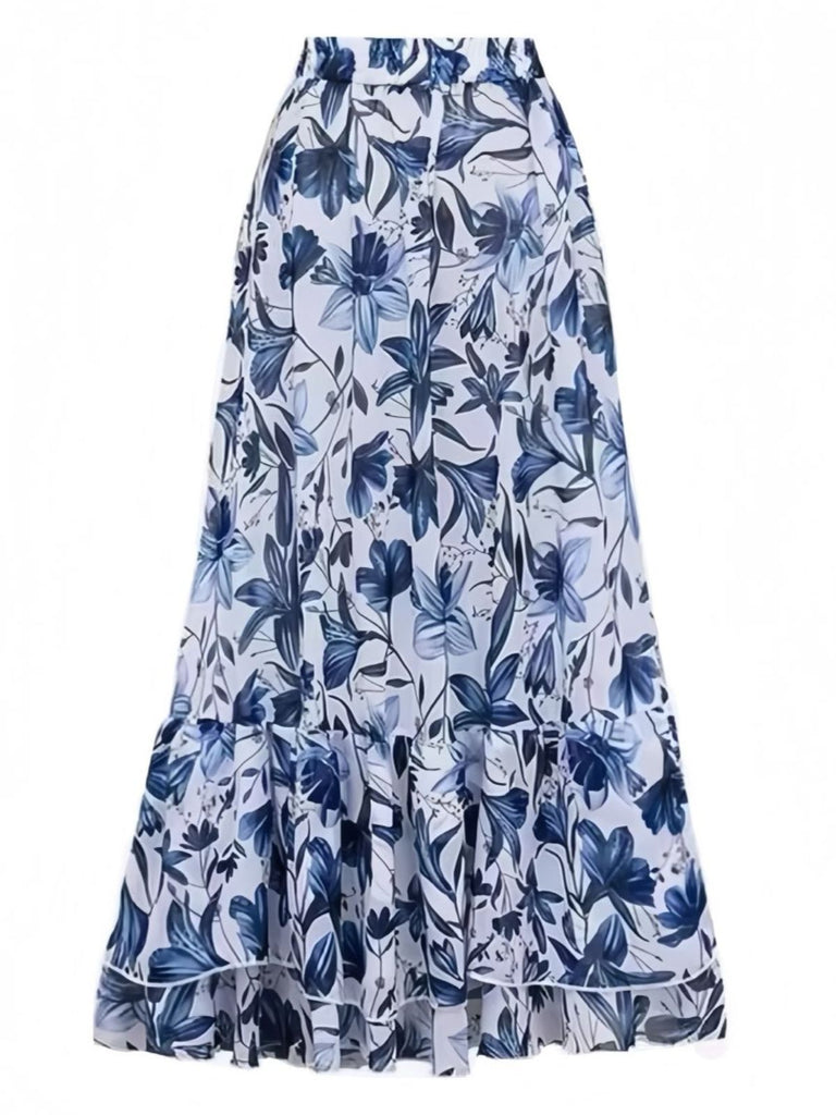 [Prévente] 2PCS Cache-maillot de bain bleu à fleurs années 1940