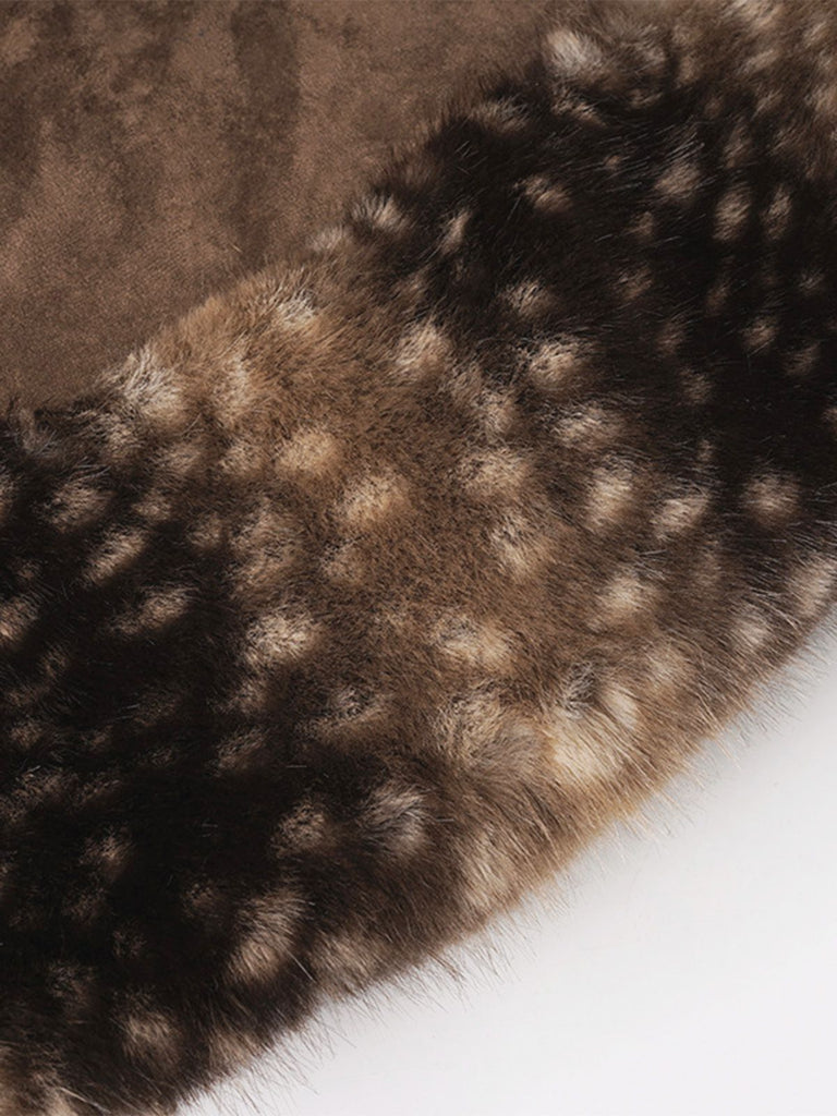 Jupe marron à motif cerf des années 1980